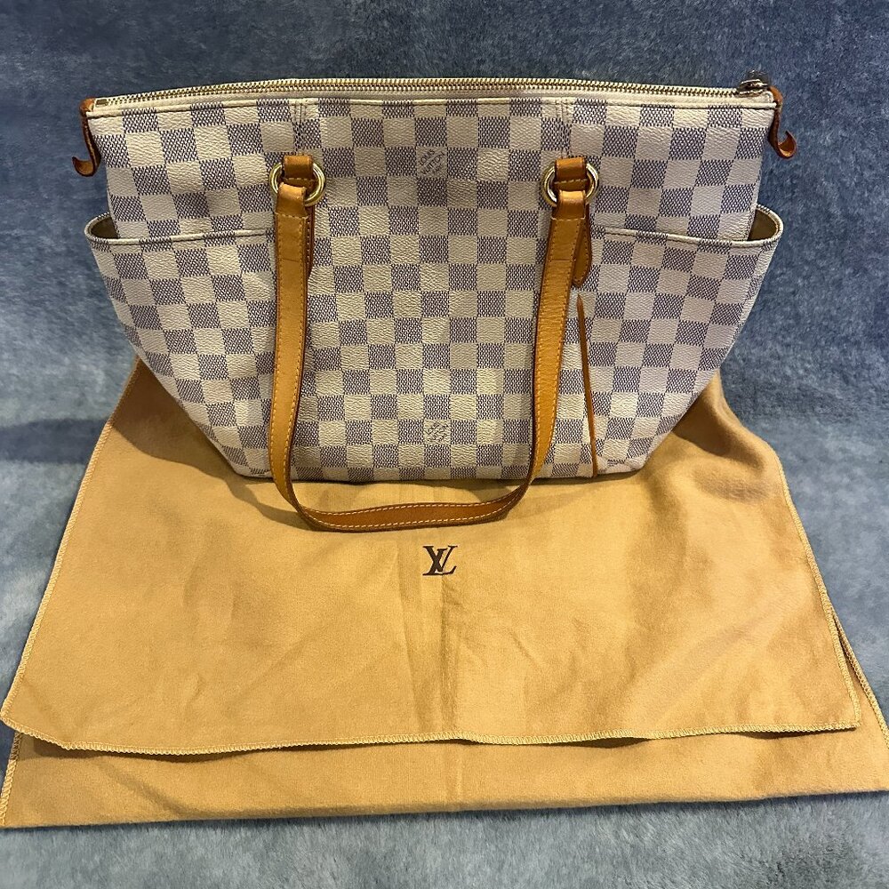 Louis Vuitton Totally PM Tote Bag Canvas Damier Azur Shoulder Bag